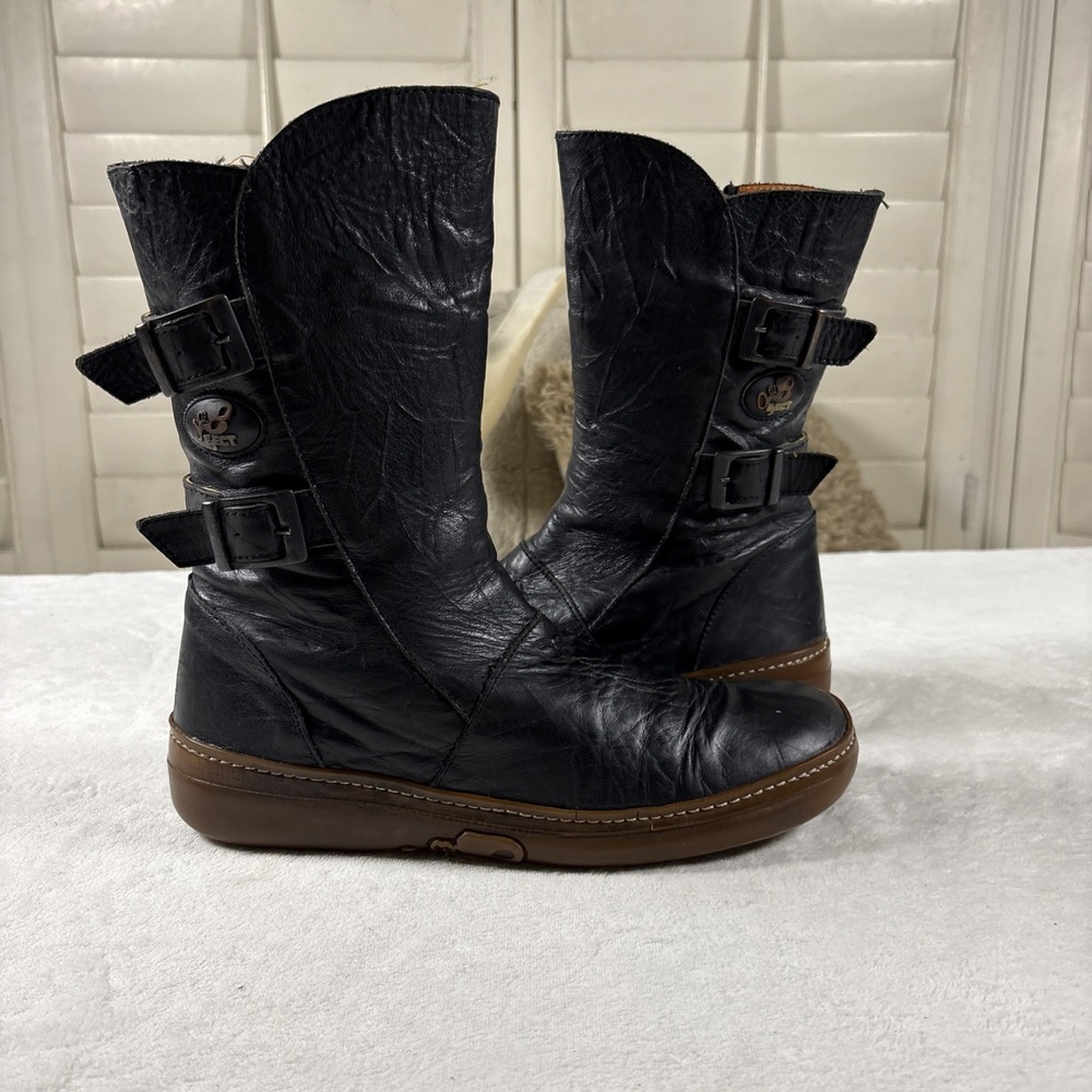 RARE EJECT 8711 Cast Archive Boots 2006 Snail Sole Black Leather Portugal 39 8.5